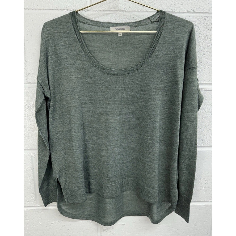 Madewell Southstar Sweater Sage‎ Green Lightweight Merino Wool / Womens XS